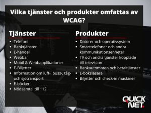 Lista med tjänster och produkter som omfattas av WCAG